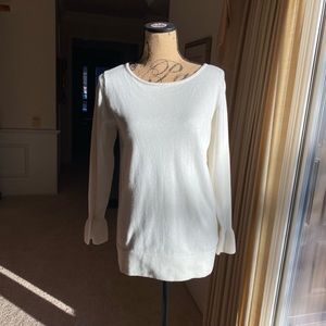 Off white sweater with flared wrist. Very soft and cozy yet classy.
